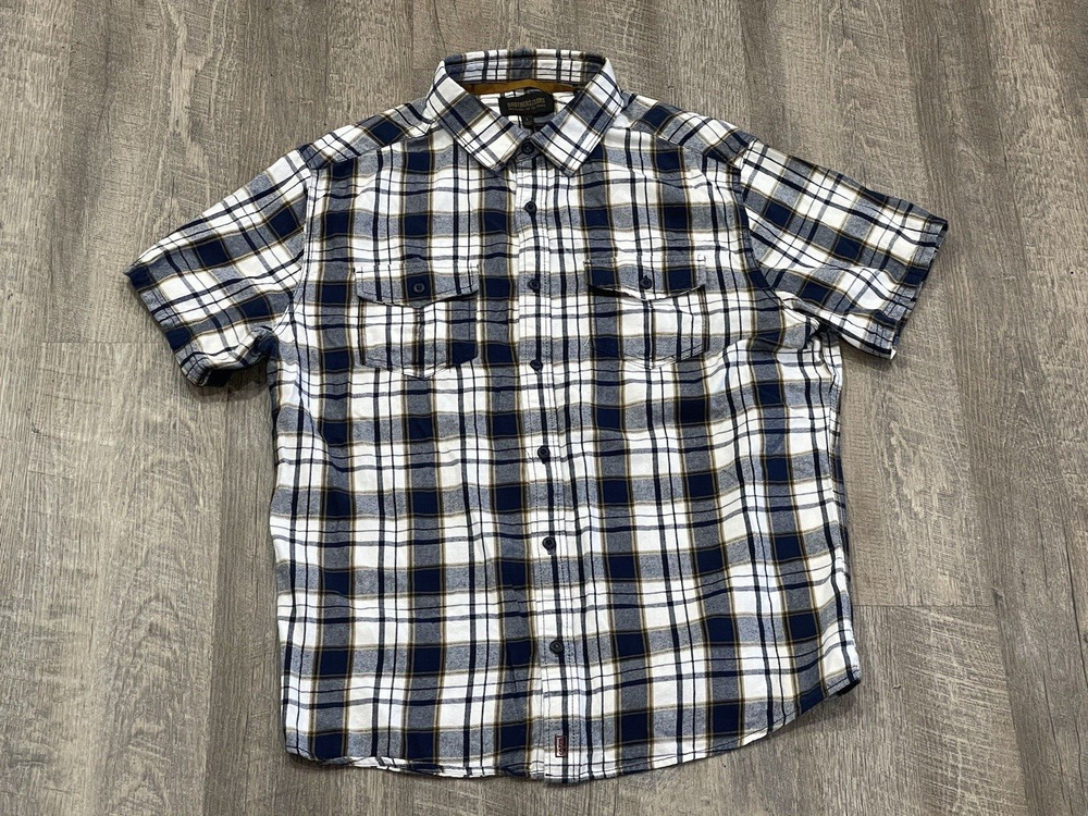 Brothers Sons Men's Large Blue Plaid Flannel Button Shirt